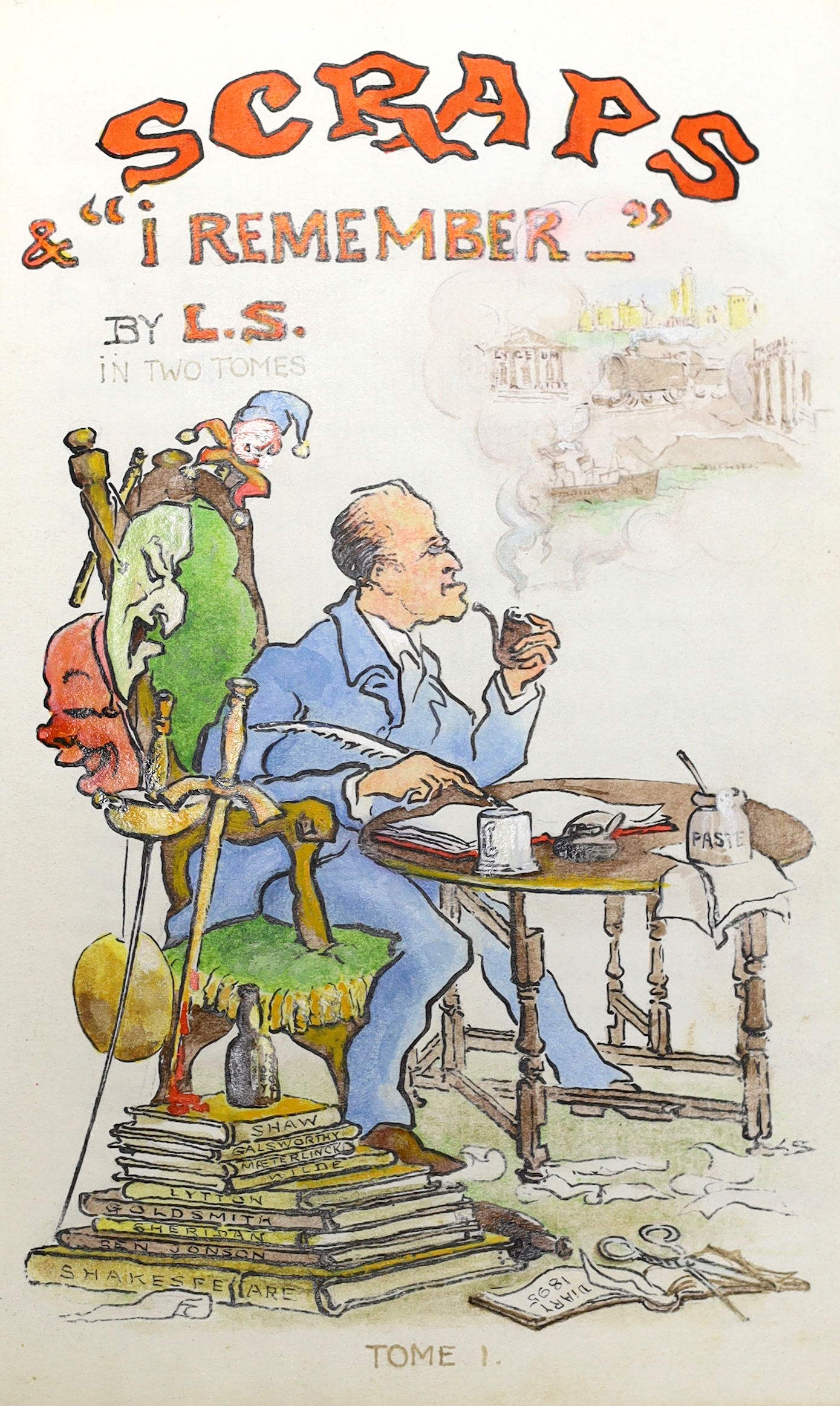 Shepherd, Leonard, Actor, (1882-1958) - Scraps & ‘’I Remember’’, 2 vols, 8vo, half red morocco, watercolour frontispieces, April, 1939. A captivating and often amusing autobiographical manuscript journal and account of t